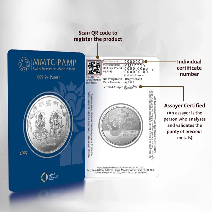 Ganesh Lakshmi (999.9) 100gm Silver Coin